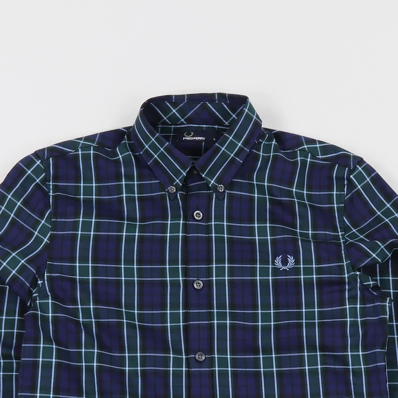 Fred Perry Enlarged Tartan Long Sleeve Shirt Navy-1