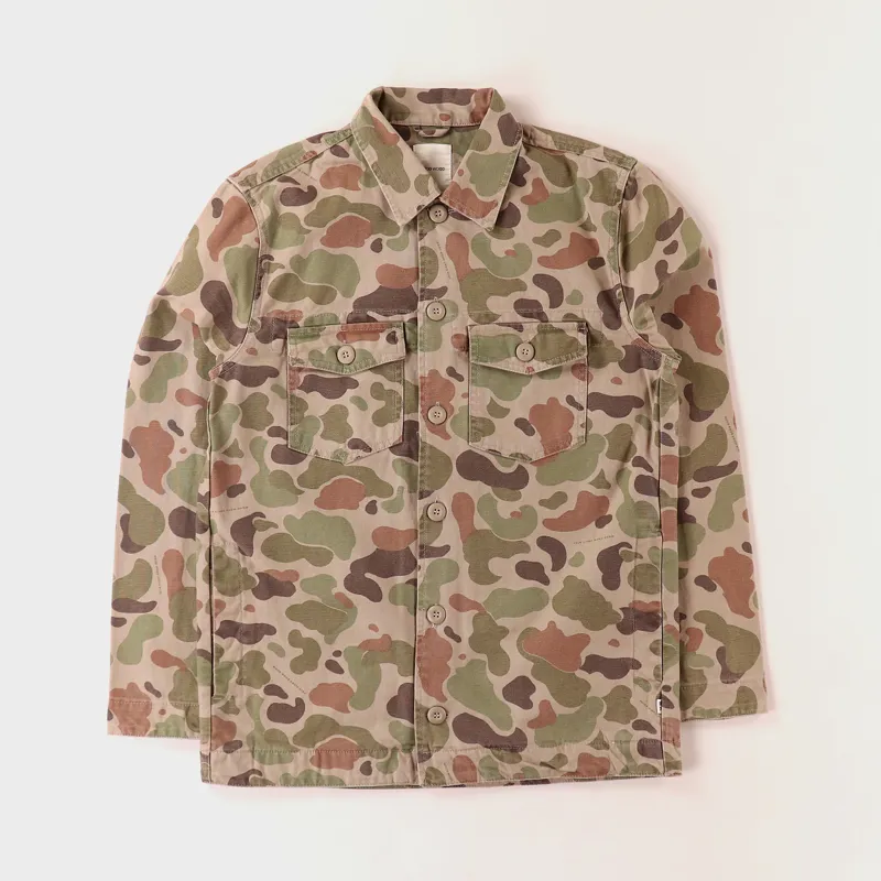 Wood Wood Mens Long Sleeve Fabian Overshirt Taupe Camo AOP