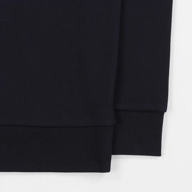 Fred Perry Fleeceback Pique Long Sleeve Polo Shirt Navy-2