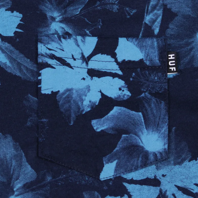 Huf Floral Pocket T Shirt Navy Jade-1