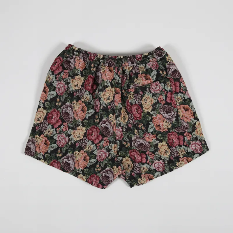 Pleasures Mens Graphic Summer Logo Floral Woven Shorts Black