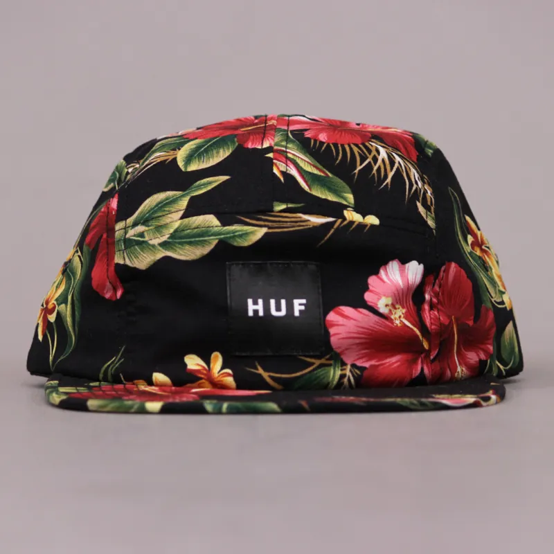 Huf Hawaiian Volly 5 Panel Cap - Black Blossom-1