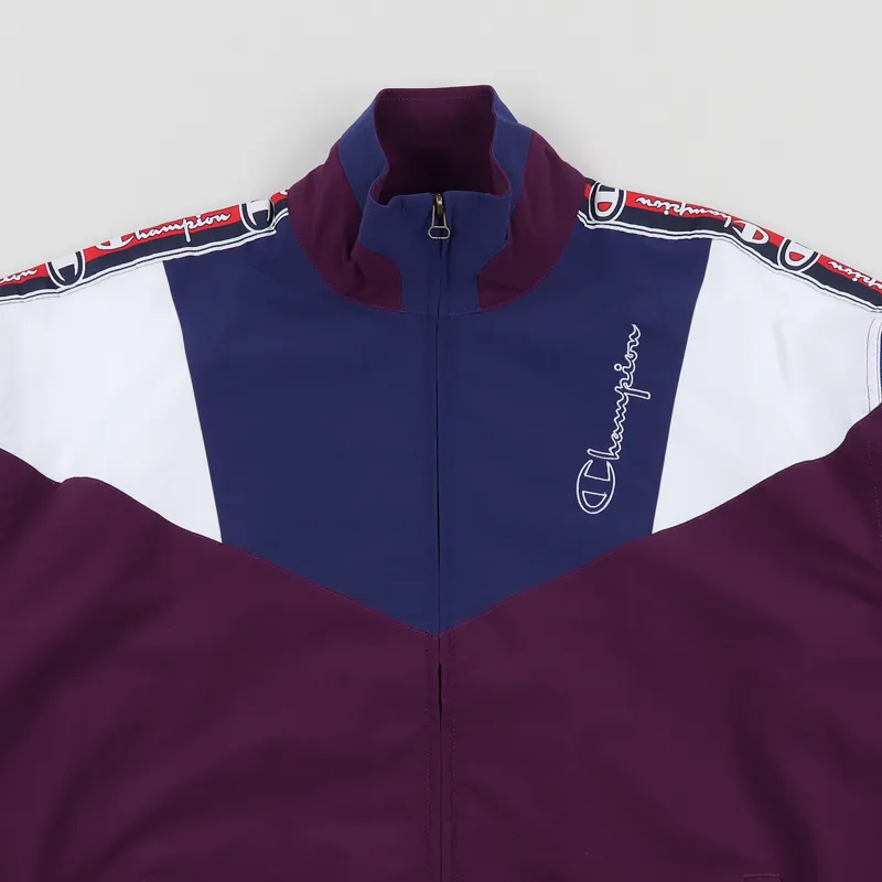 Champion Full Zip Taped Tracksuit Jacket Navy Purple White-2