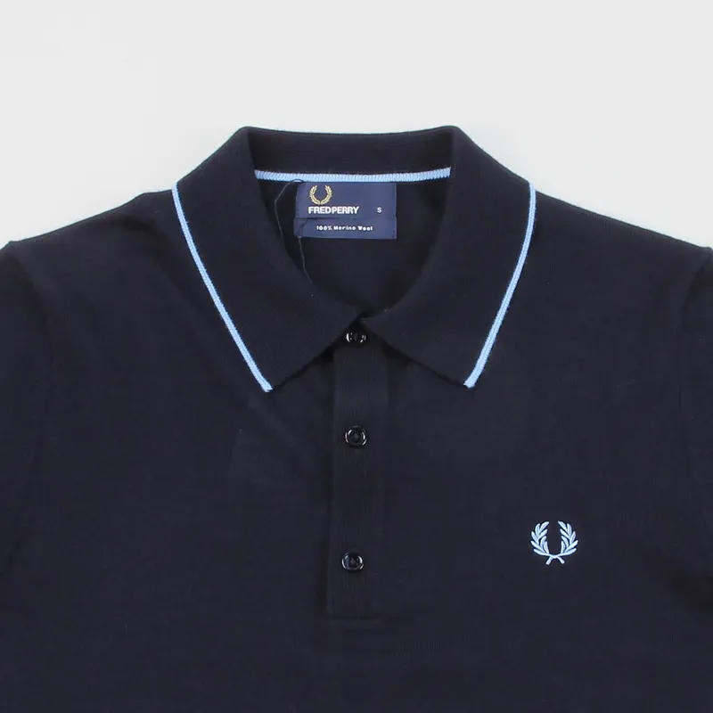 Fred Perry Fine Merino Wool Knitted Polo Shirt Navy-2