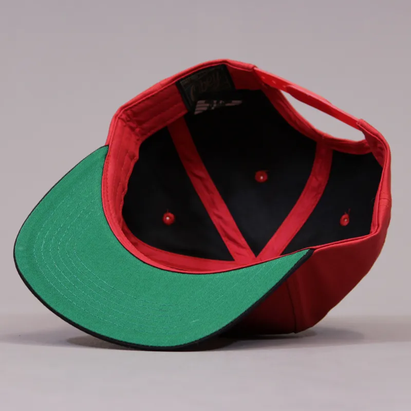 Obey Foul Line Snapback - Red-4