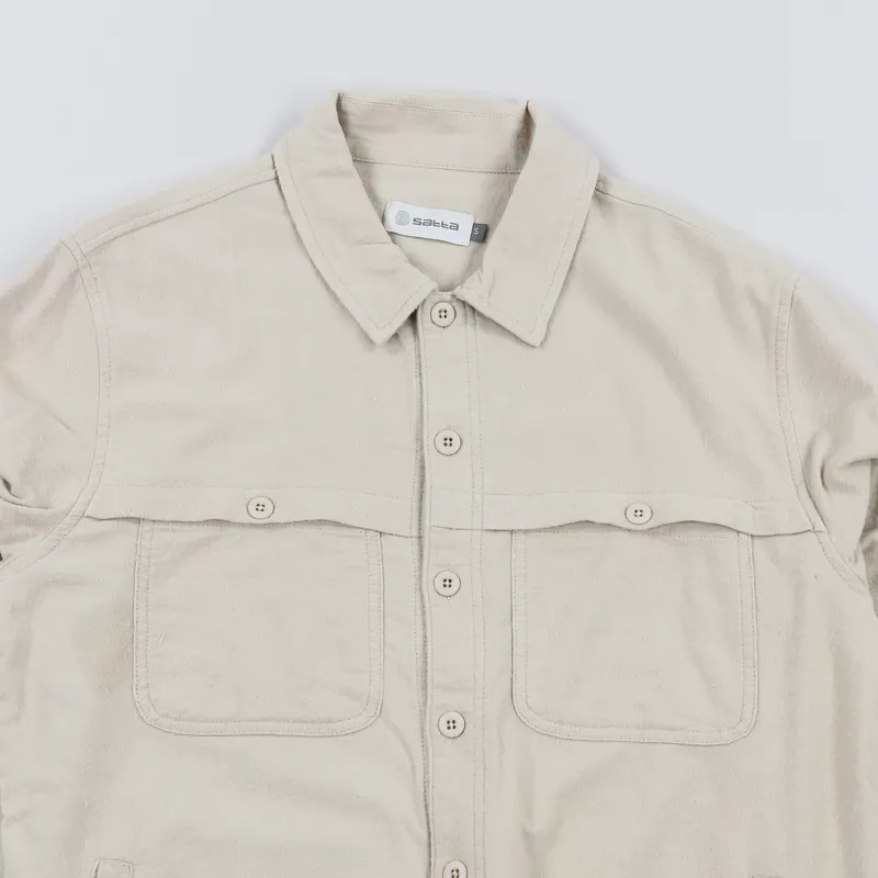 Satta Front Yoke Overshirt Almond Milk-1