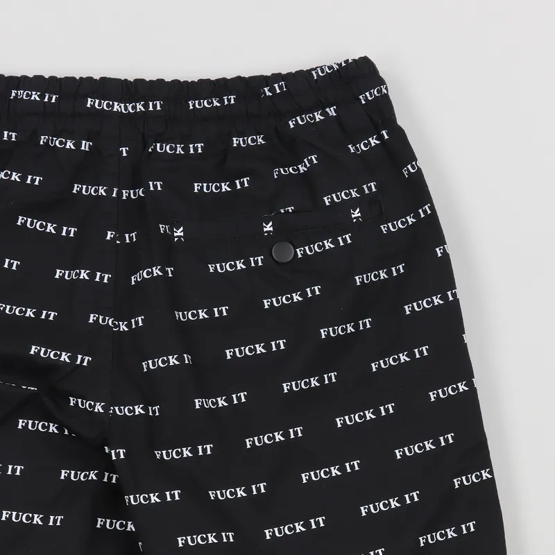 Huf Fuck It Graphic Print Easy Cotton Twill Shorts Black White