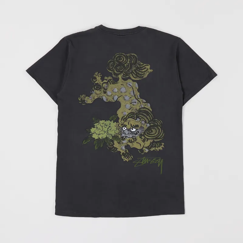 Stussy Fu Dog Pigment Dyed T Shirt Black