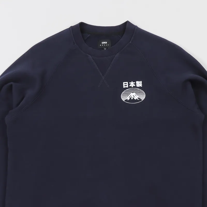 Edwin Fuji San Raglan Sweat Navy-1