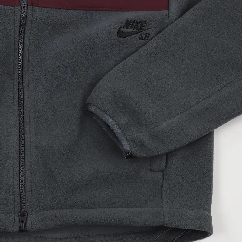 Nike SB Winterized Full Zip Polartec Hoodie Anthracite Burgundy Crush-3