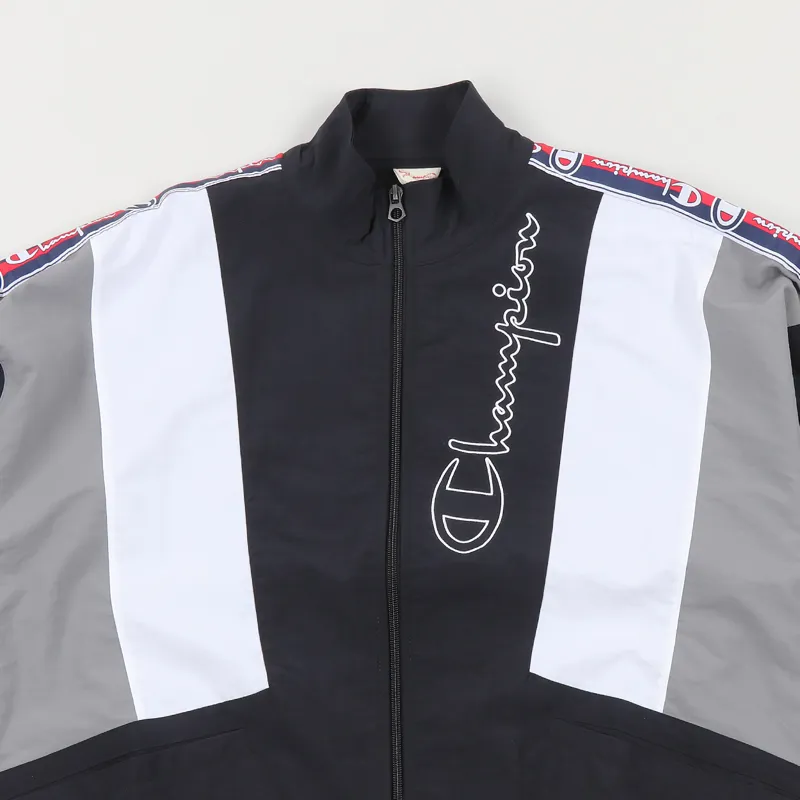 Champion Reverse Weave Full Zip Taped Track Jacket Black White-1
