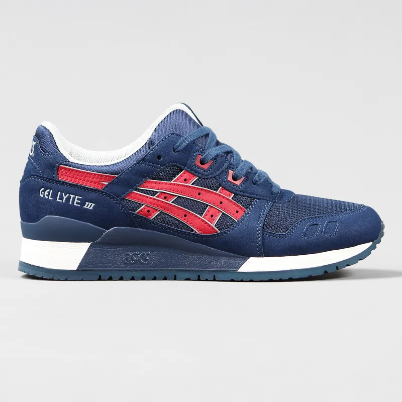 apretón once Eléctrico Asics Mens Gel Lyte 3 Trainers Navy Red Athletic Mesh Suede Lace