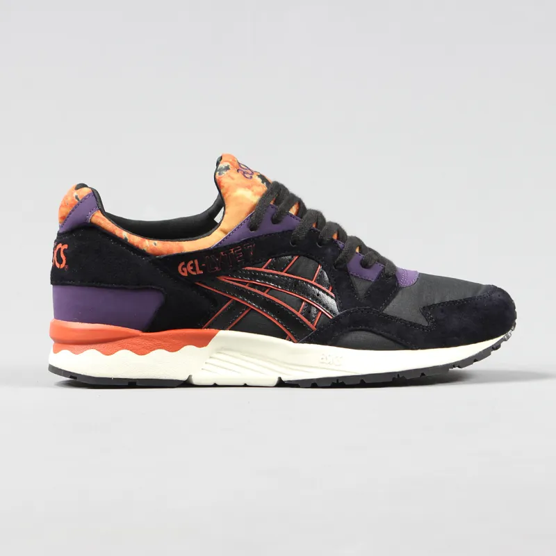 posición Alpinista Magistrado Asics Mens Gel Lyte V Shoes Black Tie Dye Orange Purple Suede