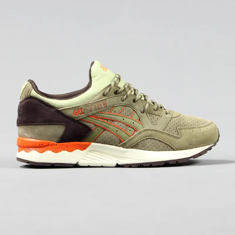 Asics Mens Lyte V Outdoor Trainers Green Brown Suede