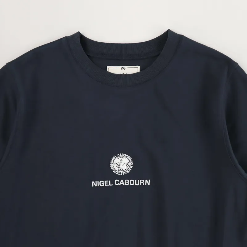 Nigel Cabourn Globe Logo T Shirt Navy-1