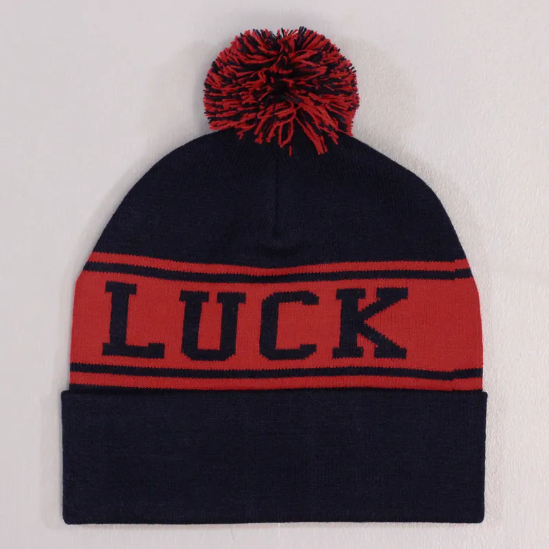 Huf Good Luck Bobble Hat Navy Red-1