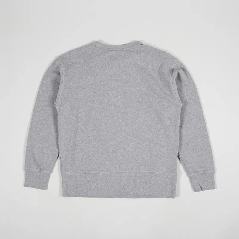 Nigel Cabourn Men S20 Embroidered Globe Crew Sweatshirt Grey