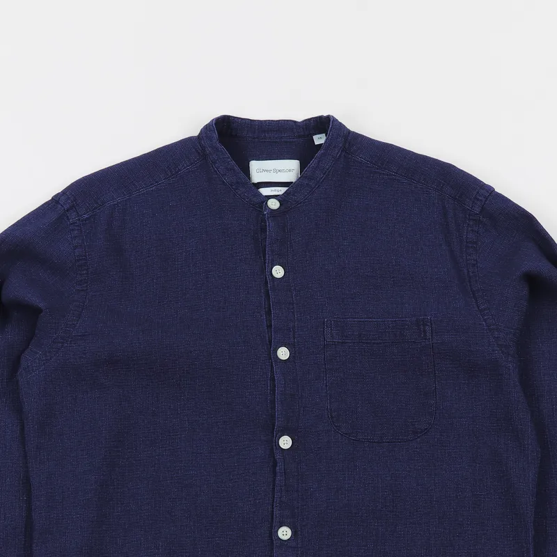 Oliver Spencer Grandad Shirt Kildale Indigo Rinse-1
