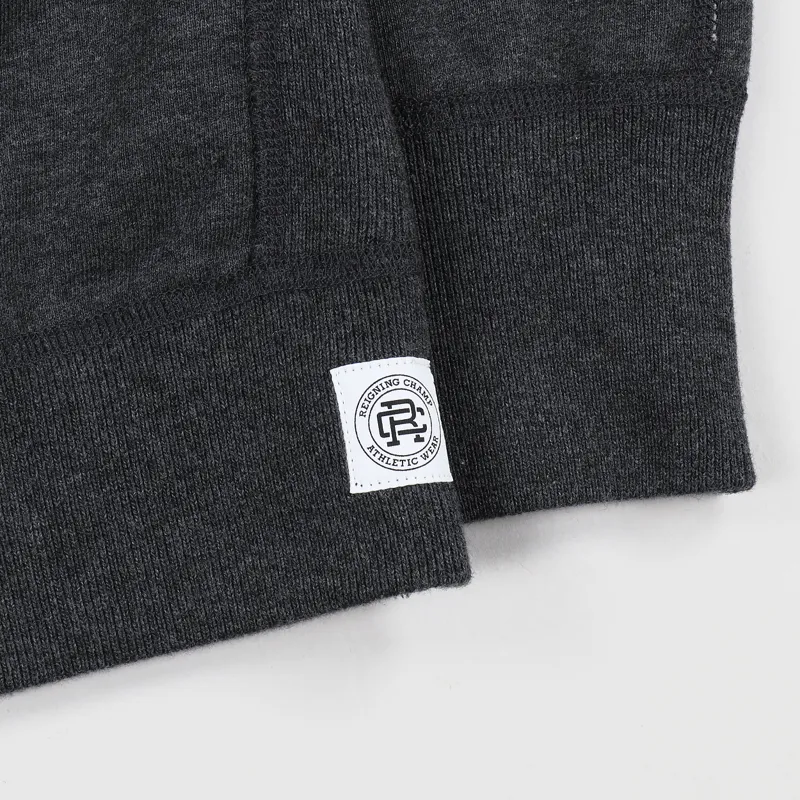 Reigning Champ Gym Logo Crew Sweatshirt Heather Charcoal White-2