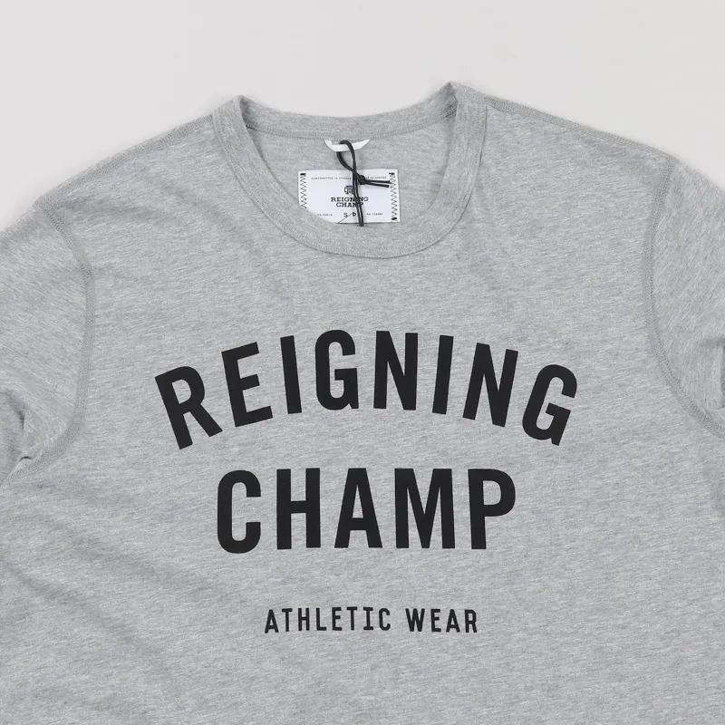 Reigning Champ Gym Logo T Shirt Heather Grey Black-1
