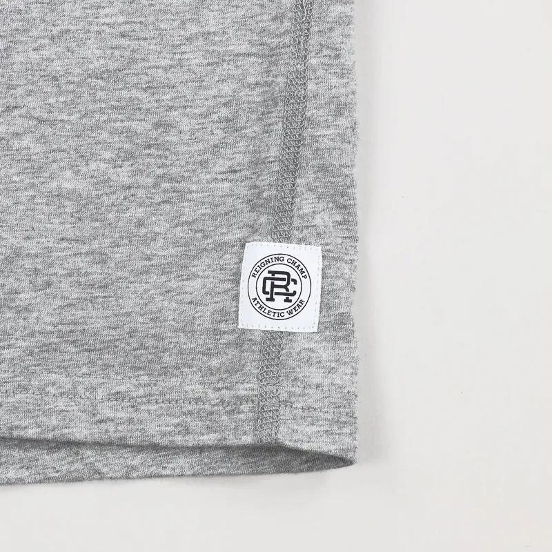 Reigning Champ Gym Logo T Shirt Heather Grey Black-2