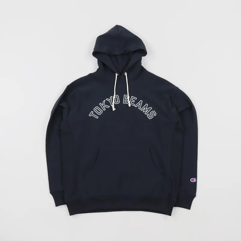 Champion Navy Hoodie Medium グレー Champion x Beams Mens Hooded Sweatshirt Hoodie Navy Blue