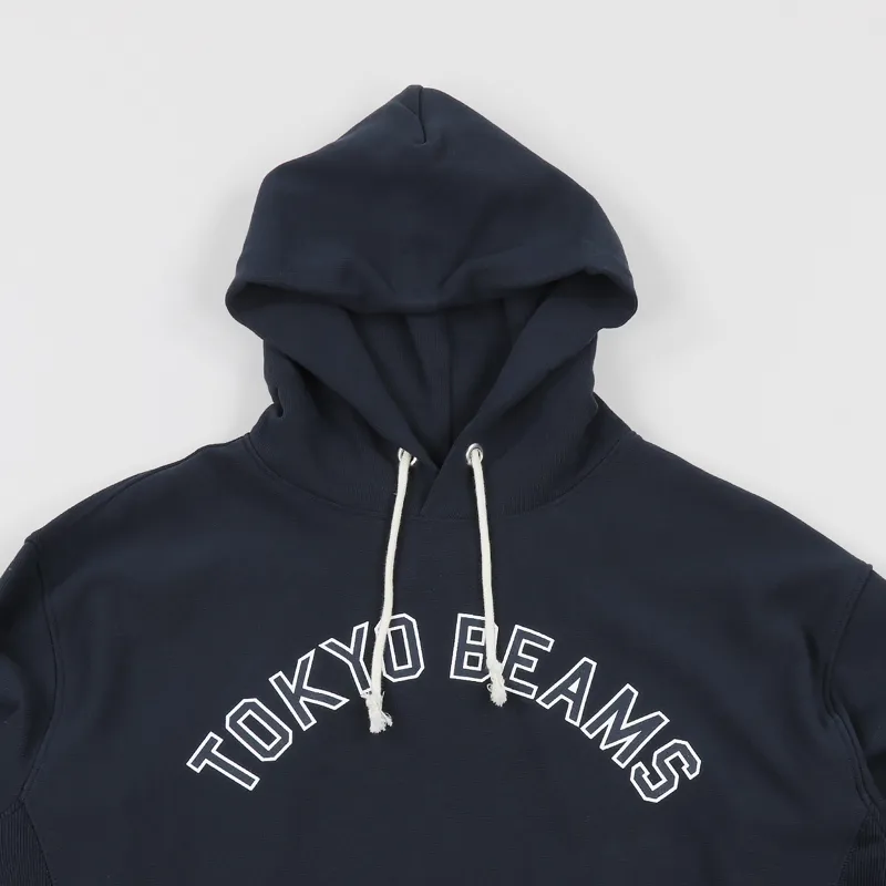 Champion x Beams Logo Hooded Sweatshirt Navy-2