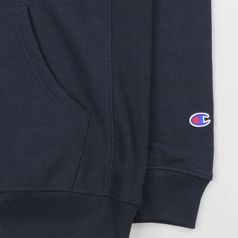 Champion x Beams Logo Hooded Sweatshirt Navy-3
