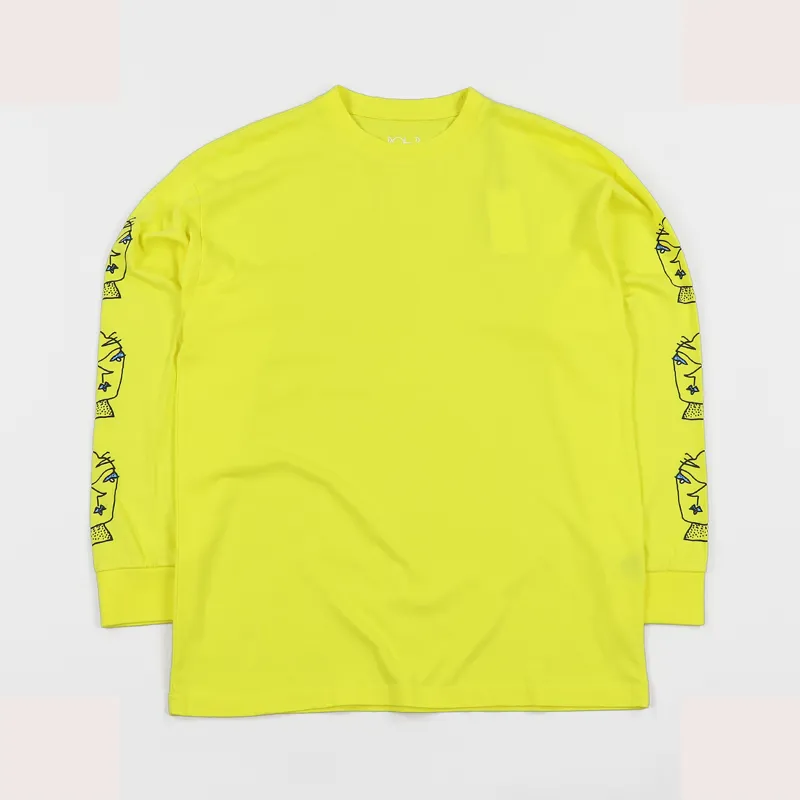Polar Skate Co. Heads Long Sleeve T Shirt Shock Yellow