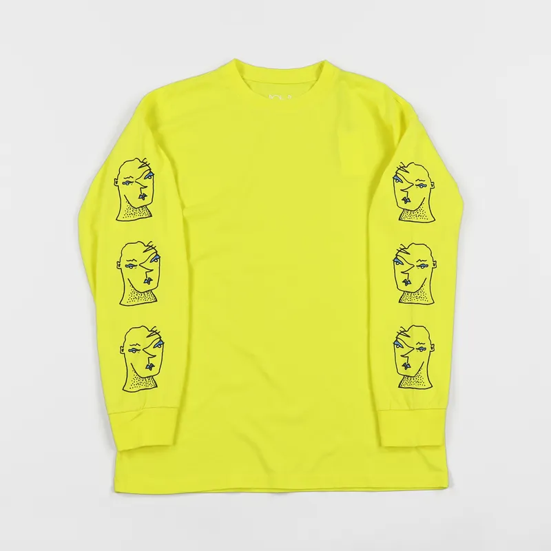 Polar Skate Co. Heads Long Sleeve T Shirt Shock Yellow-1