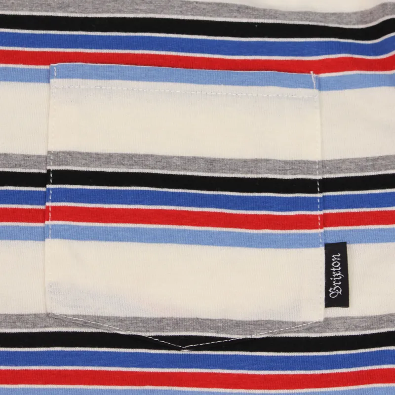 Brixton Hilt Pocket T Shirt Cream Red-1