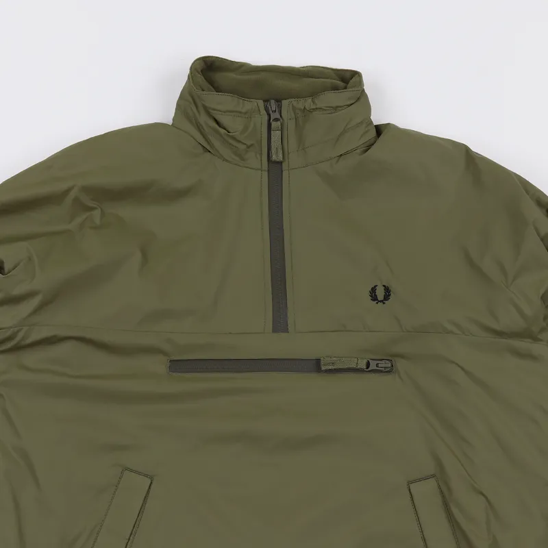Fred Perry Half Zip Hooded Jacket Dark Khaki-2