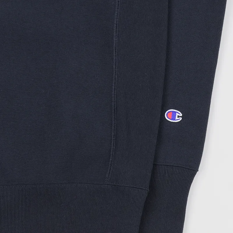 Champion Reverse Weave Winter Weight Half Zip Sweatshirt Navy-3