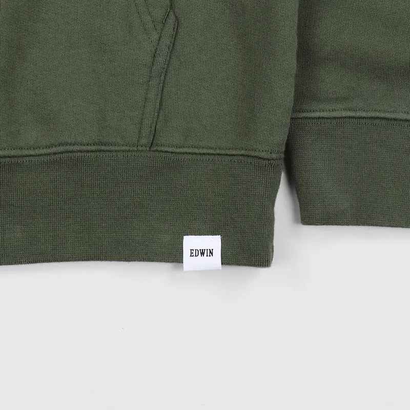 Edwin Hooded Sweater Olive Drab-1