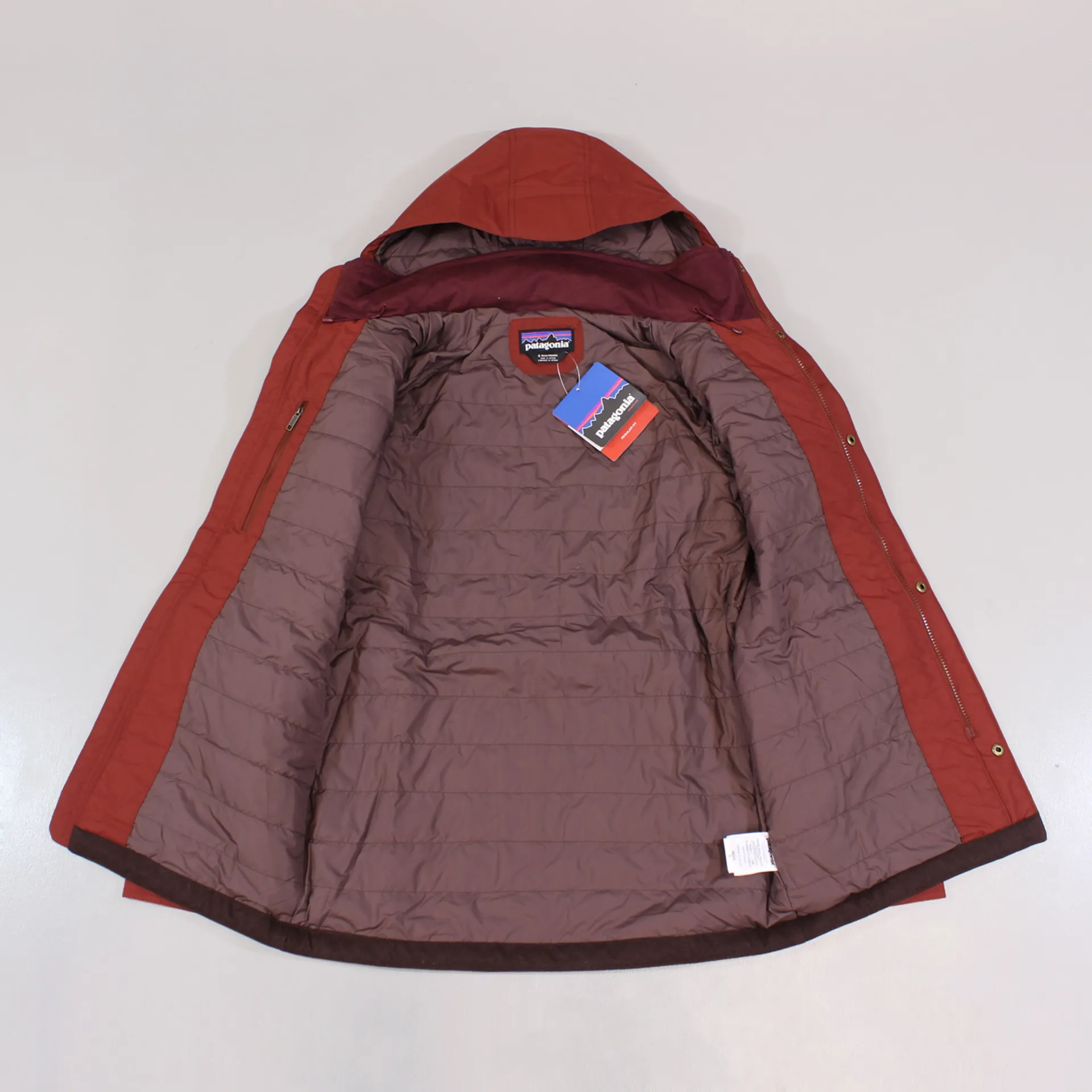 Patagonia Mens Hybrid Mountain Parka Java Brown Outdoor Jacket