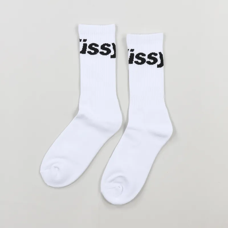 Stussy Jacquard Logo Socks White-1