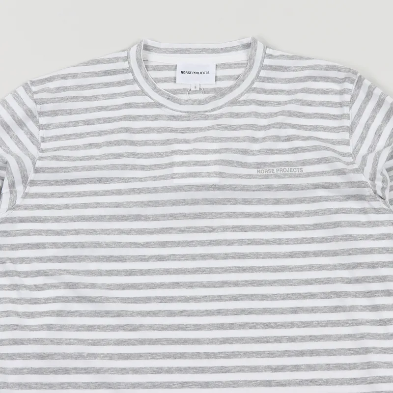 Norse Projects James Logo Stripe Long Sleeve T Shirt Light Grey-1