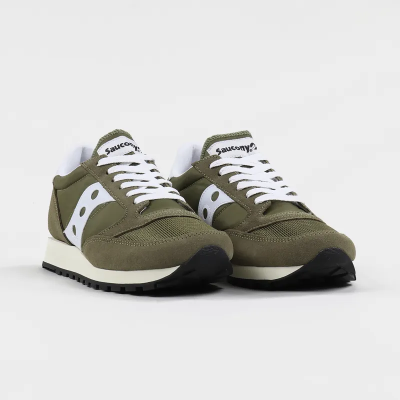 Saucony Jazz Original Vintage Shoes Olive White-3