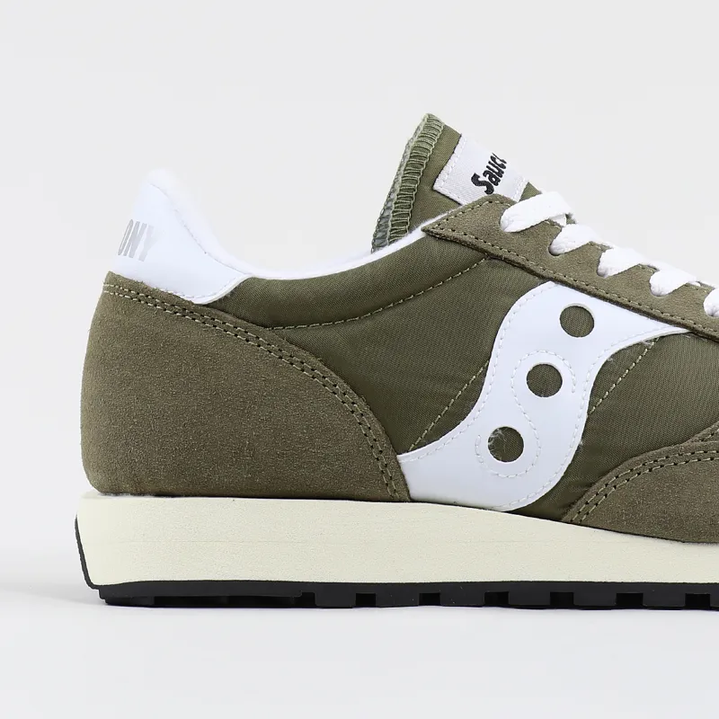 Saucony Jazz Original Vintage Shoes Olive White-1