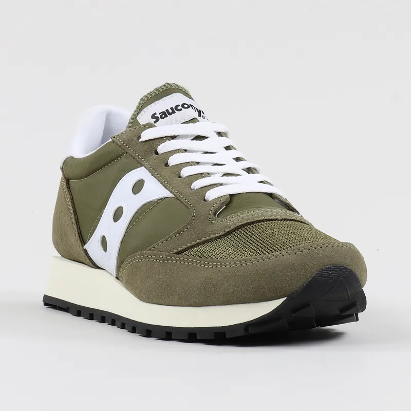 Saucony Jazz Original Vintage Shoes Olive White-4