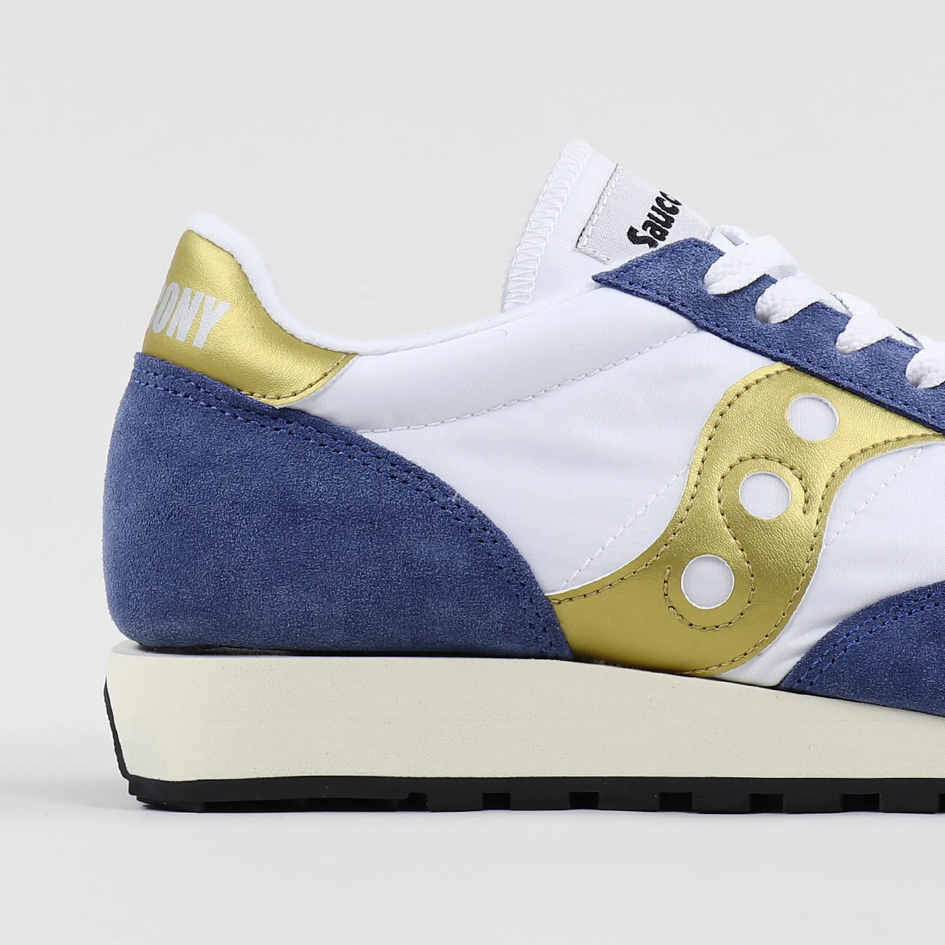 Saucony Jazz Original Vintage Nylon Shoes White Blue Gold