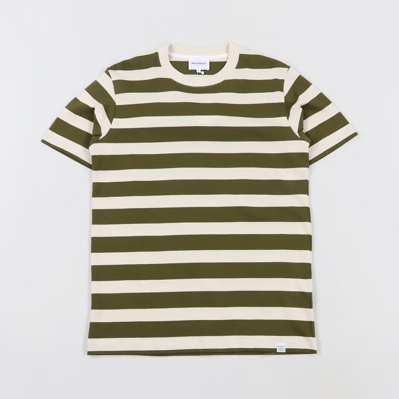 Norse Projects Johannes Rugby Stripe T Shirt Sitka Green