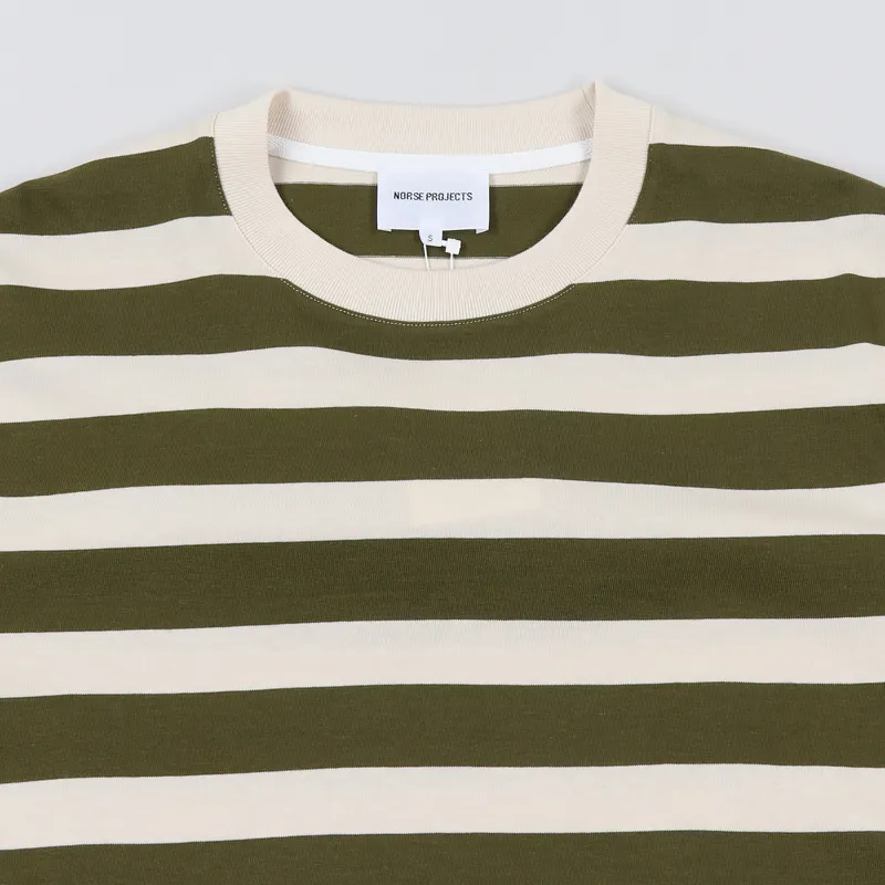 Norse Projects Johannes Rugby Stripe T Shirt Sitka Green-1