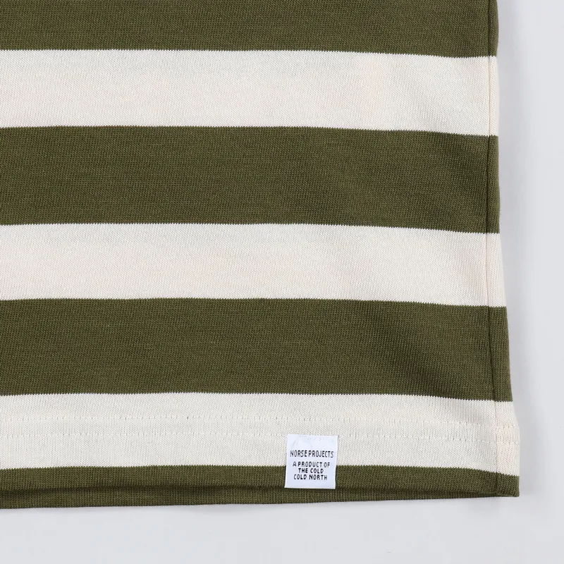 Norse Projects Johannes Rugby Stripe T Shirt Sitka Green-2