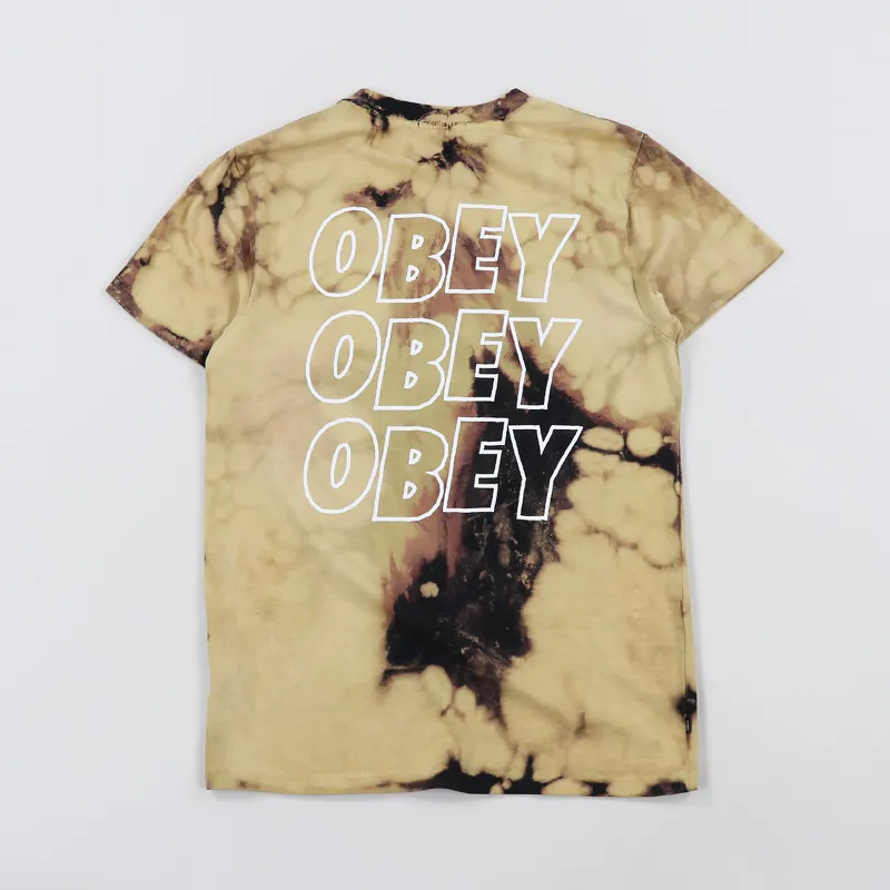 Obey Jumble Lo-Fi Graphic Tie Dye Cotton T Shirt Black Tan