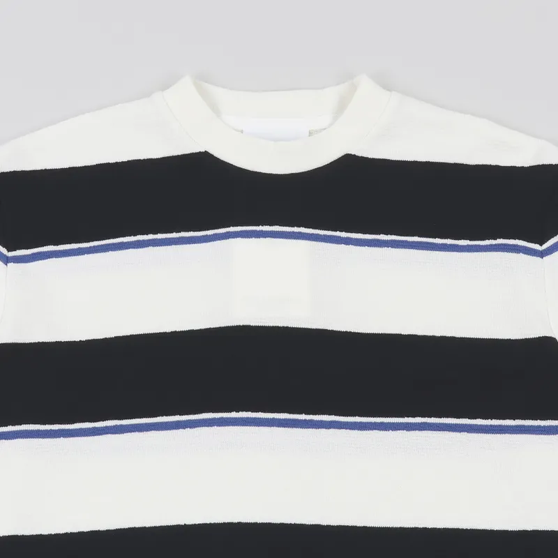 Norse Projects Johannes Textured Stripe Long Sleeve T Shirt Dark Navy-1
