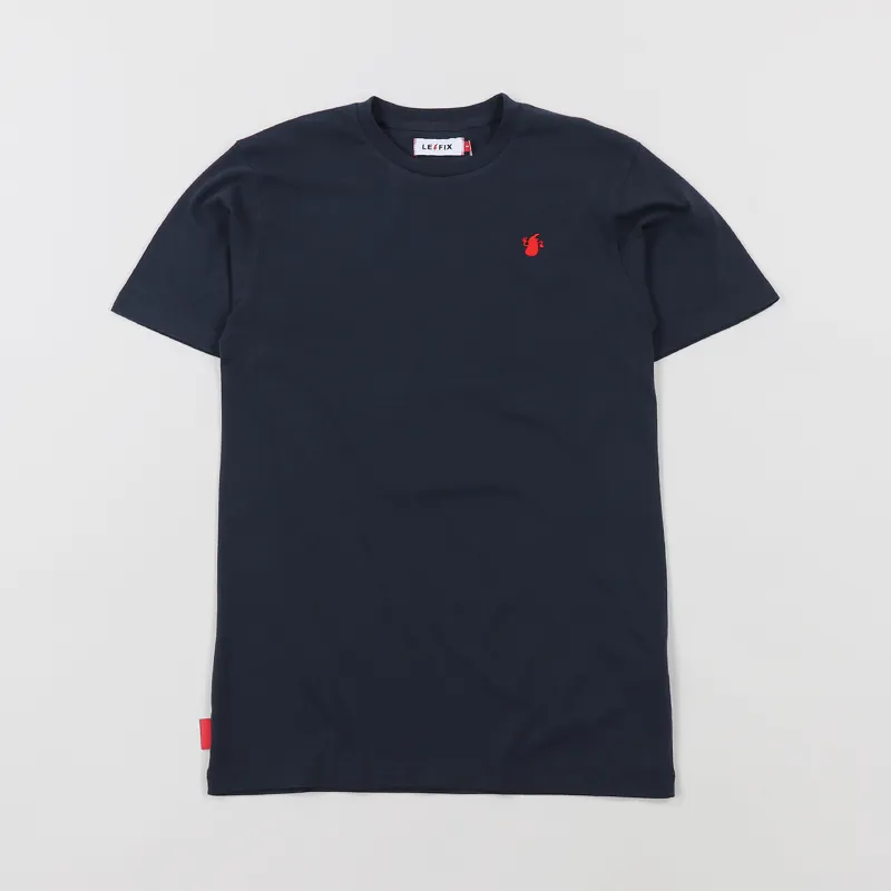Le Fix Kaj Embroidery T Shirt Navy