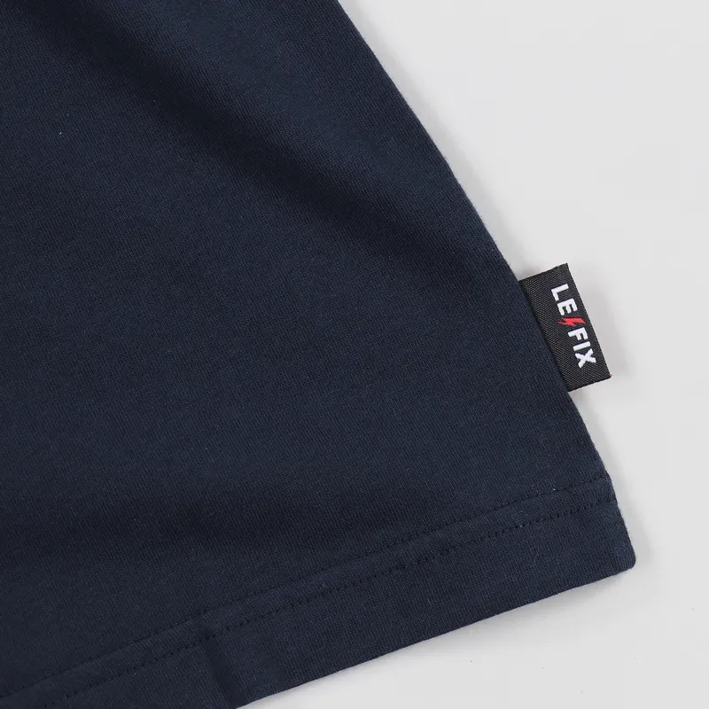 Le Fix Kaj Embroidery T Shirt Navy-2