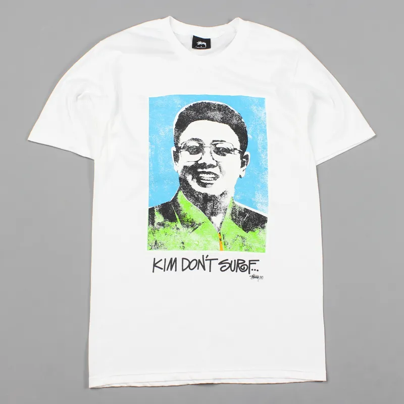 Stussy Mens Short Sleeved Kim Dont Surf Graphic T-Shirt White