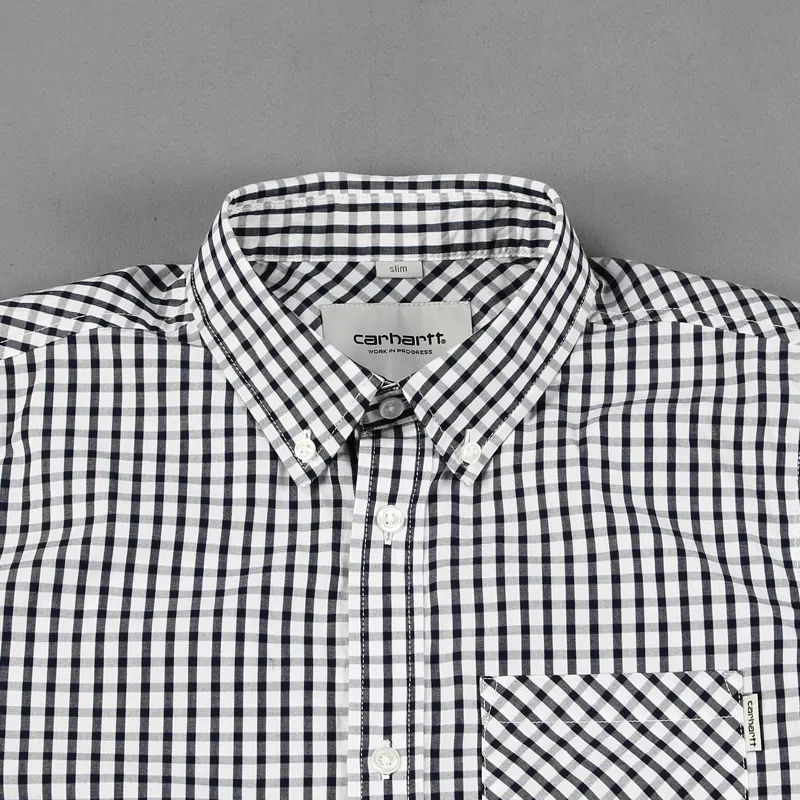 Carhartt Kenneth Short Sleeve Shirt Black Check-1